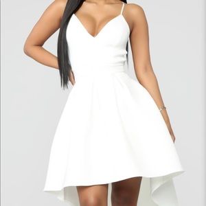 NWOT White high low, fit and flare, skater dress